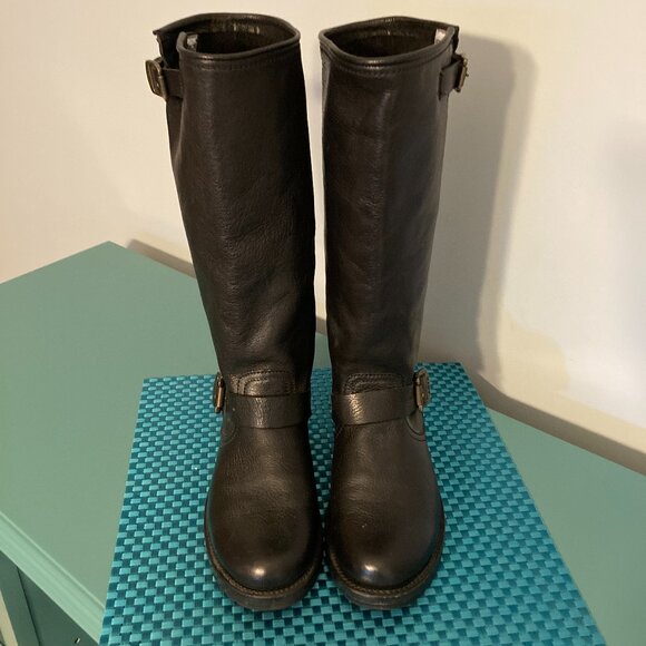 Frye Leather Buckle Boots Women Size 8 - Picture 2 of 15